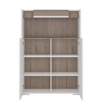 Calvino Display Cabinet in High Gloss White & Walnut - furniturefactor.co.uk