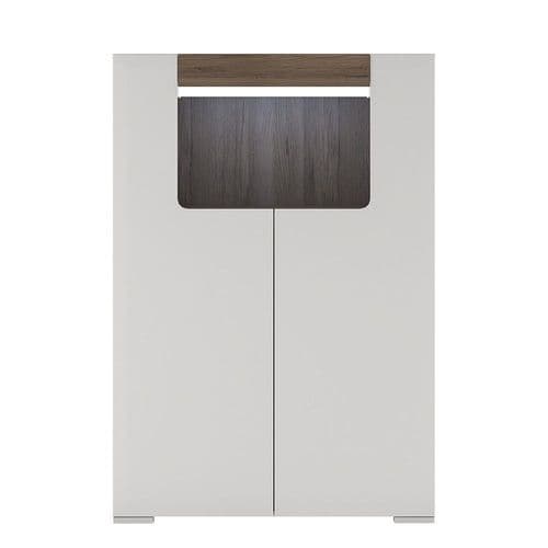 York White High Gloss Low 2 Door cabinet with open shelf with Plexi Lighting FG4202744