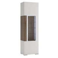 Calvino Display Cabinet in High Gloss White & Walnut - furniturefactor.co.uk