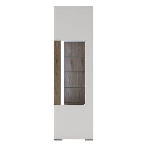 York White High Gloss Tall Narrow Glazed Display Cabinet with Plexi Lighting FG420024