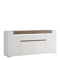 Calvino Display Cabinet in High Gloss White & Walnut - furniturefactor.co.uk