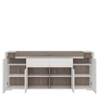 Calvino Display Cabinet in High Gloss White & Walnut - furniturefactor.co.uk