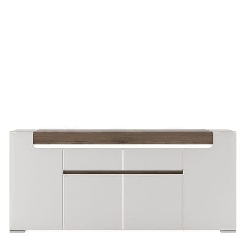 York White High Gloss Wide 4 Door 2 Drawer Sideboard with Plexi Lighting FG4202544