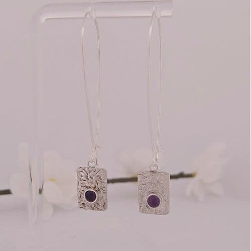 Amethyst Long Earwire Drop Earrings