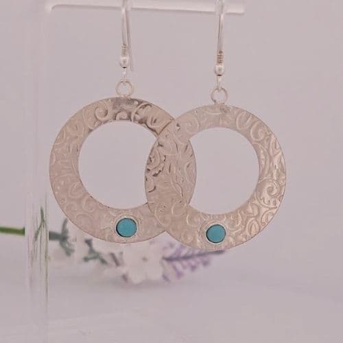 Boho Silver Earrings with Turquoise