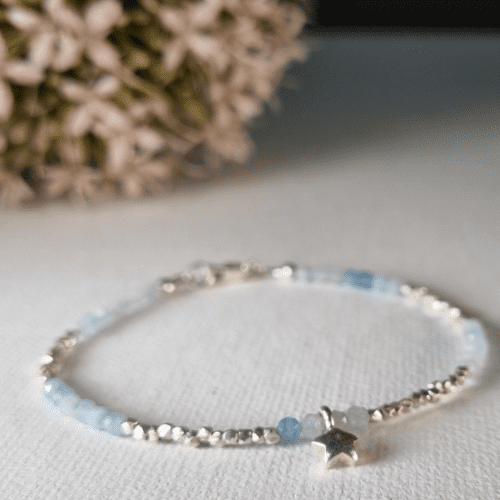 Bracelet – Gemstone – Aquamarine – Aquamarine Stacking Bracelet 1009