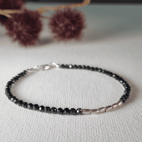 Bracelet – Gemstone – Black Spinnel Stacking Bracelet 1021
