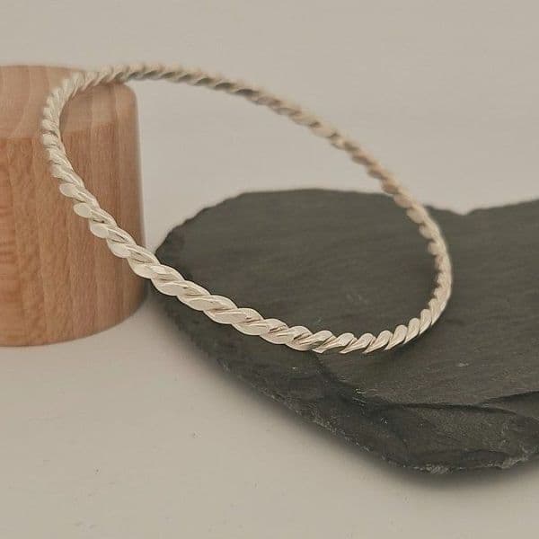 Bracelet - Sterling Silver - Handcrafted  Braid Bangle