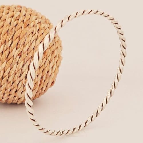 Bracelet - Sterling Silver - Handcrafted  Braid Bangle