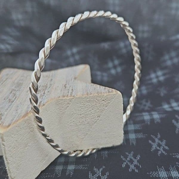 Bracelet - Sterling Silver - Handcrafted  Braid Bangle