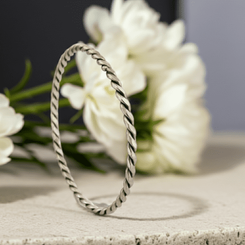 Bracelet - Sterling Silver - Handcrafted  Braid Bangle