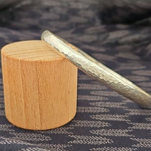 Bracelet - Sterling Silver -Handcrafted  Heavy Hammered D Shaped Bangle