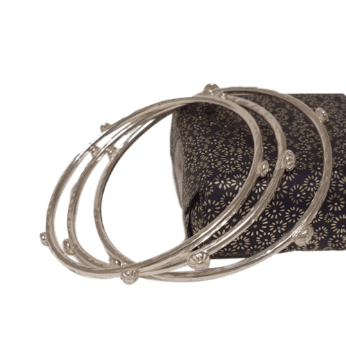 Bracelet - Sterling Silver - Handcrafted Sterling Silver Button Bangle