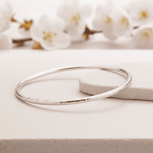 Bracelet - Sterling Silver - Handmade Hammered Line Bangle