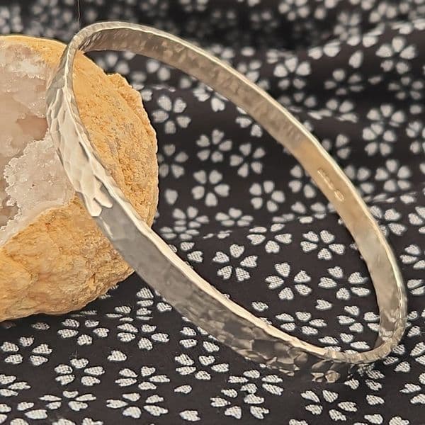 Bracelet - Sterling Silver - Ladies Solid  Silver Hammered Bangles