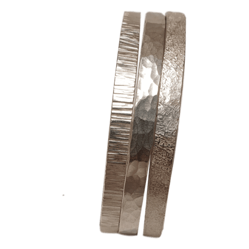 Bracelet - Sterling Silver - Ladies Solid  Silver Hammered Bangles