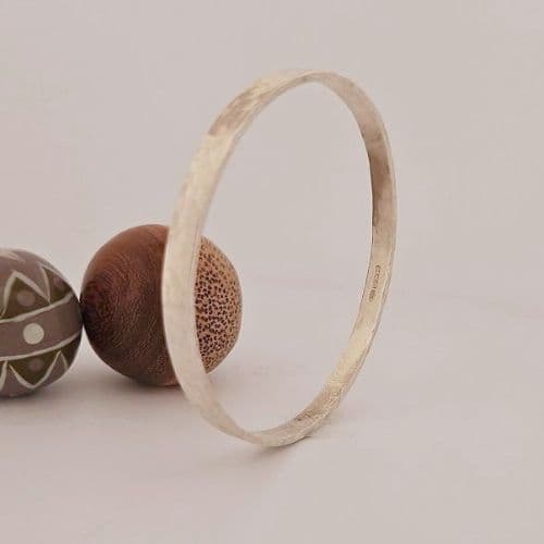 Bracelet - Sterling Silver - Ladies Solid  Silver Hammered Bangles