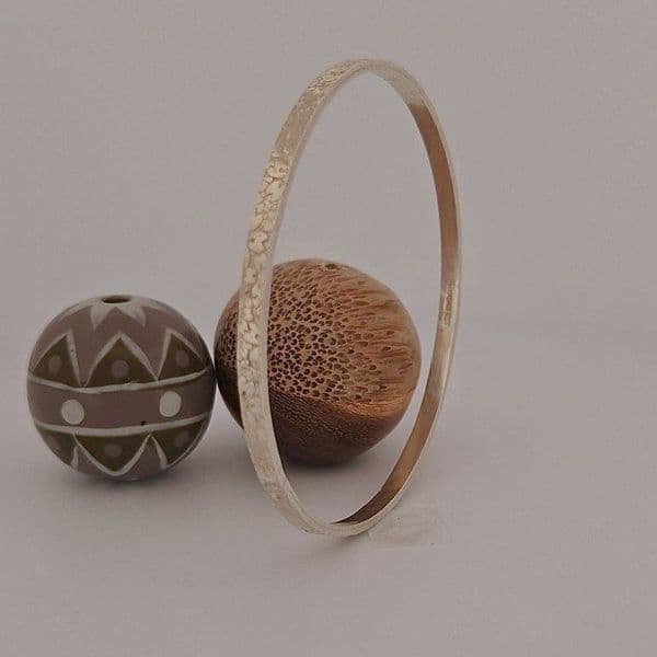 Bracelet – Sterling Silver – Sterling Silver Textured Slim Bangle