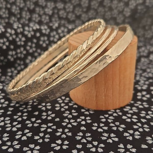 Bracelet – Sterling Silver – Sterling Silver Textured Slim Bangle