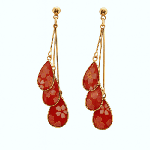 Earrings - Gold - Handmade Origami  Tear Drop  Gold Earrings