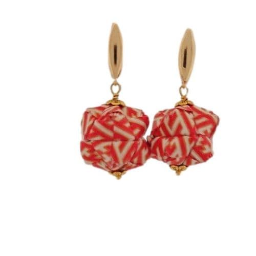 Earrings - Origami - Handcrafted Japanese Washi Paper Kusudama Ball Earrings