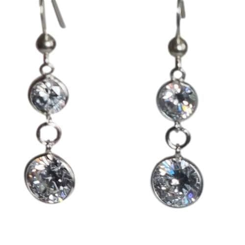 Earrings - Sterling Silver - CZ- Drop Earrings with Cubic Zirconia