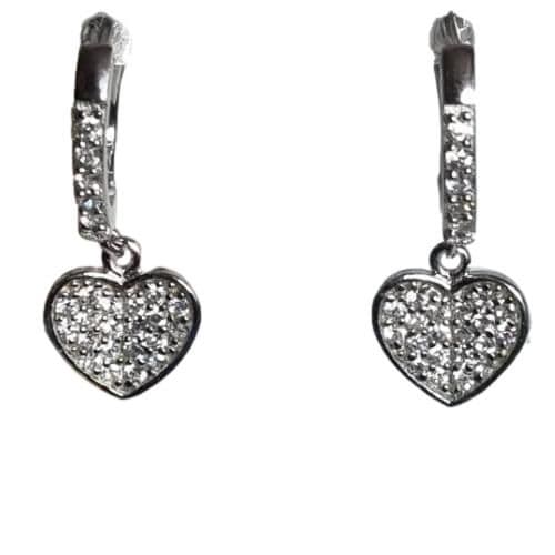 Earrings - Sterling Silver - CZ - Heart Earrings