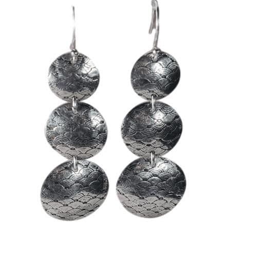 Earrings - Sterling Silver -Handcrafted  Recycled Sterling Silver Drop Earrings