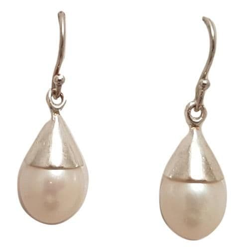 Earrings - Sterling Silver-  Pearl -Teardrop Earrings