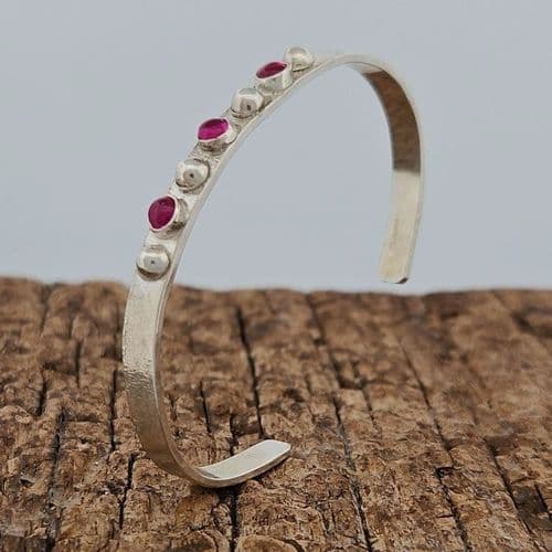 Gemstone Sterling Silver Cuff Bangle