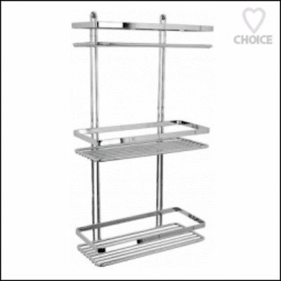 EuroShowers Satina Chrome 3-Tier Rectangle Basket 56590