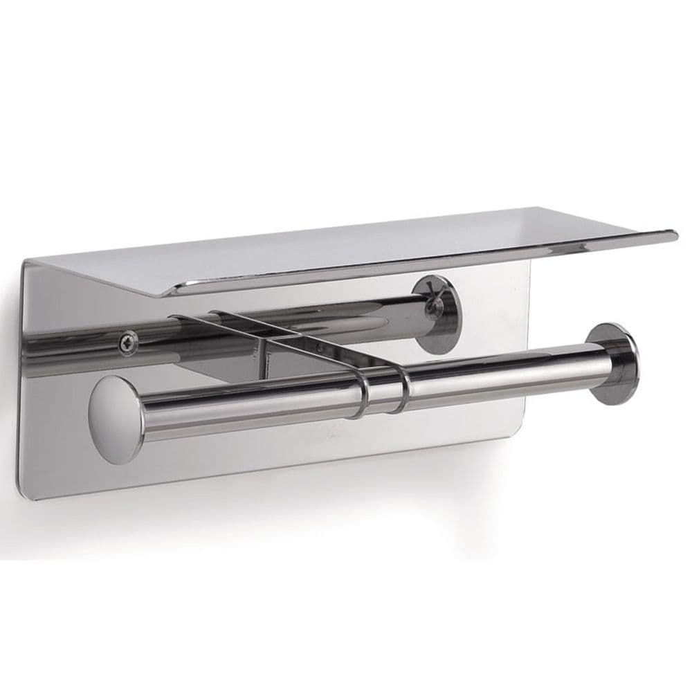 Gedy Pro Double Toilet Roll Holder with Shelf Polished 233913