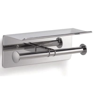 Gedy Pro Double Toilet Roll Holder with Shelf Polished 2339-13