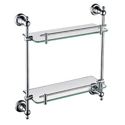 Heritage Bathrooms Holborn Double Glass Shelf Chrome AHODGSC