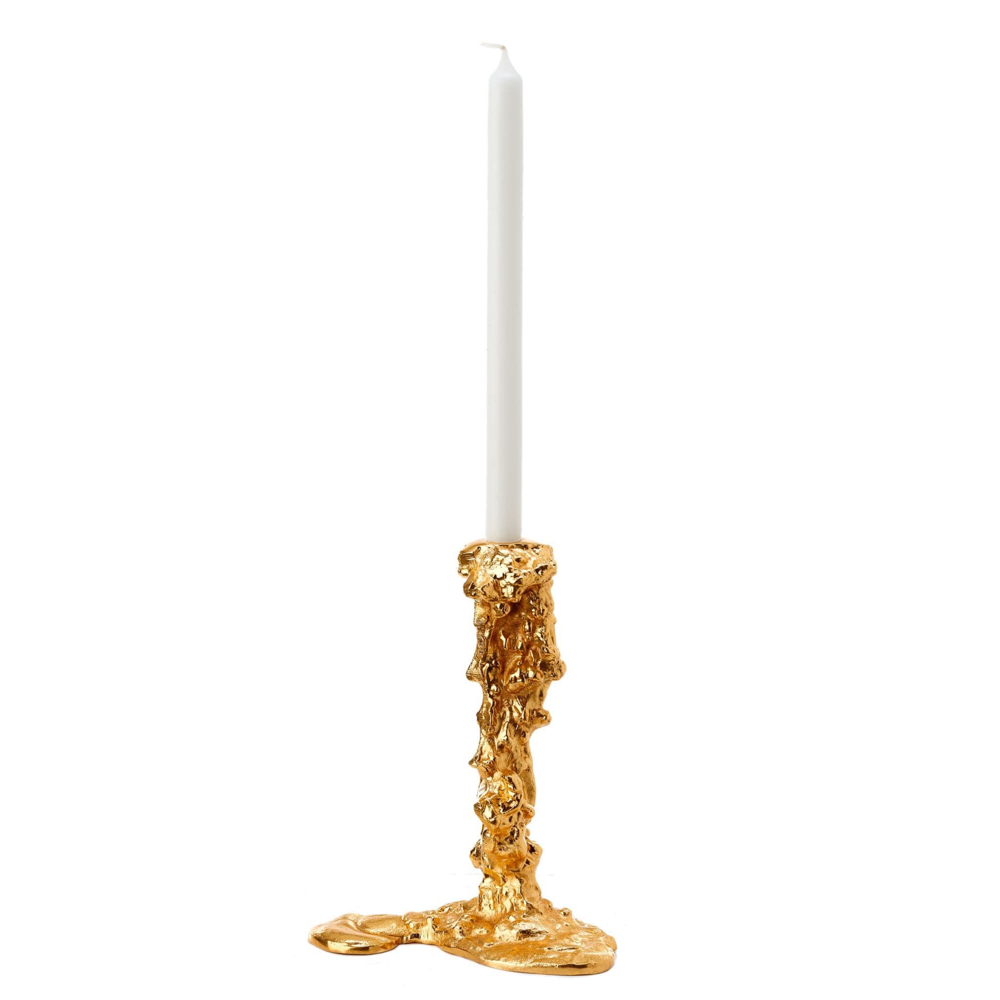 Candle Holder Gold Metal Drip