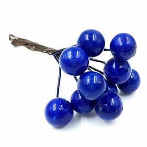 Berries, foam and wires, Dark blue, 10 pieces, 1cm x 1cm x 13.5cm, [ST1599]