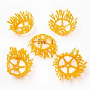 Chrysanthemum flower stamen, Plastic, orange, 3cm x 3cm x 1.5cm, 5 pieces, [ST1342]