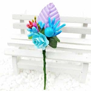 Floral embellishments, blue, Light purple, 12cm x 3.5cm, 1 Flower, [ST1236]