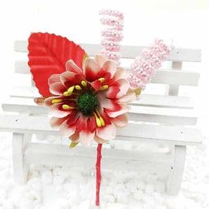 Floral embellishments, Burgandy, pink, 12.5cm x 5.5cm, 1 Flower, [ST1233]