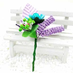 Floral embellishments, Light purple, green, 12cm x 6.5cm, 1 Flower, [ST1251]