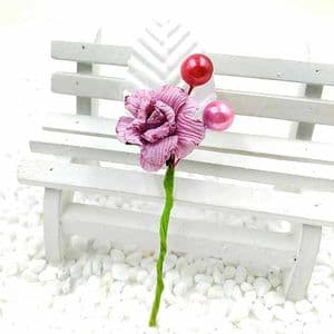 Floral embellishments, Light purple, white, 12.5cm x 3.5cm, 1 Flower, [ST1247]