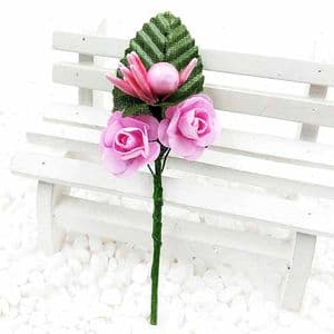 Floral embellishments, pink, 12cm x 4cm, 1 Flower, [ST1232]