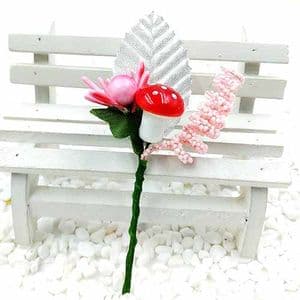 Floral embellishments, pink, Silver colour, 12cm x 5cm, 1 Flower, [ST1248]