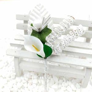 Floral embellishments, white, 13cm x 5.5cm, 1 Flower, [ST1242]