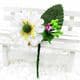 Floral embellishments, white, green, 12cm x 6cm, 1 Flower, [ST1234]