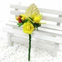 Floral embellishments, Yellow, Gold colour, 12cm x 4cm, 1 Flower, [ST1239]
