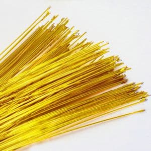 Florist wires, Gold colour, 20 pieces, Length 80cm, Diameter 1mm (approximate), Gauge 18, (TS107)