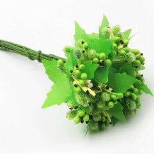 Flower stamen, green, black, 10 pieces, [ST981]