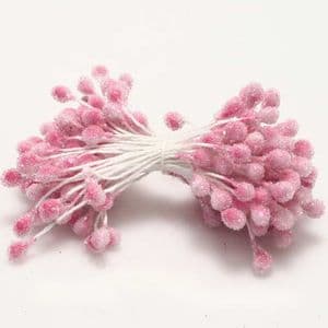 Flower stamen, pink, 100 pieces (approximate), 6cm, (ST689)