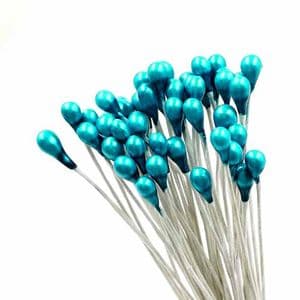 Flower stamens with wire cord, Teal, 50 pieces [approximate], 10cm, [ST1426]